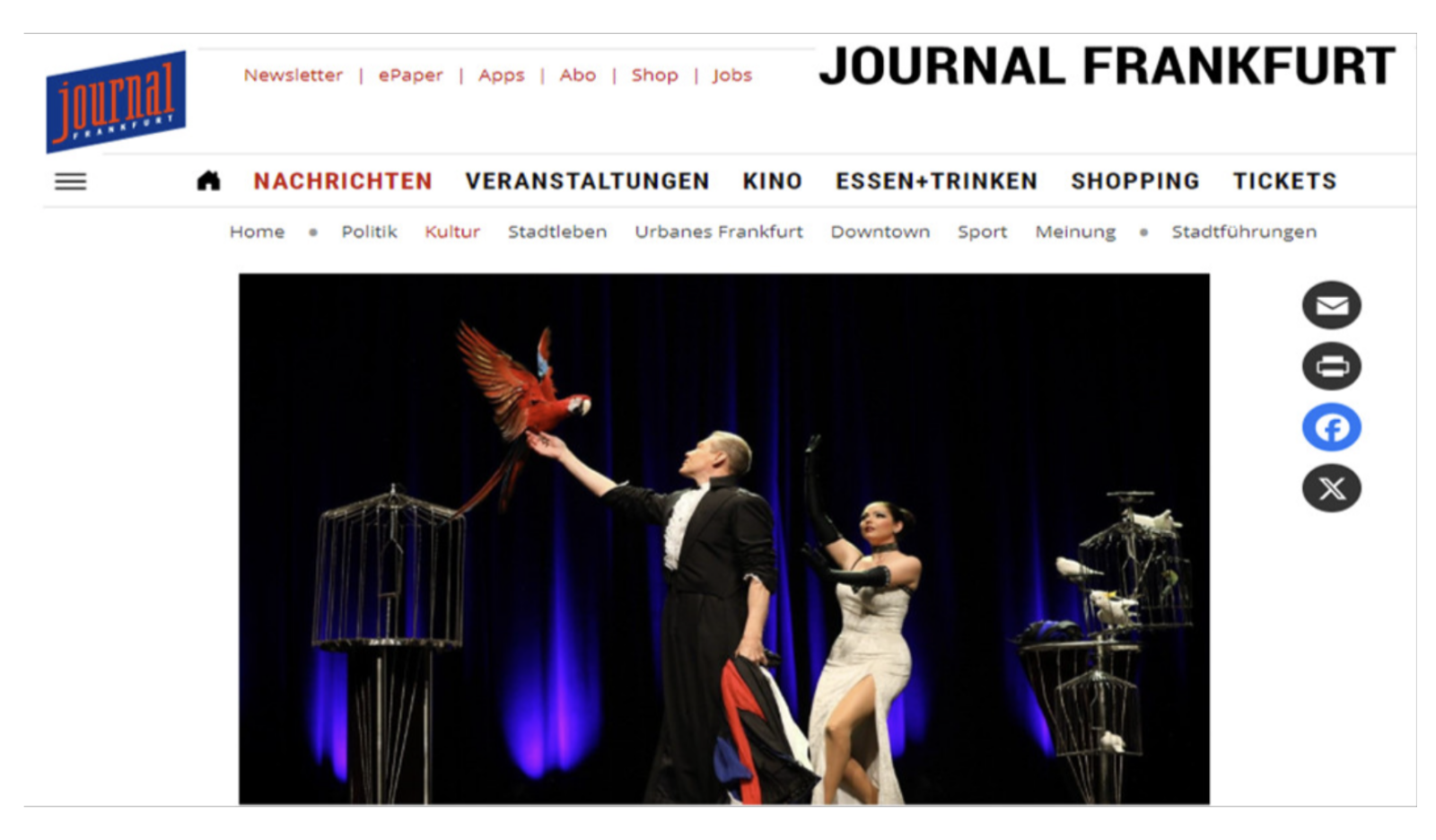 Screenshot von der Journal Frankfurt Website.