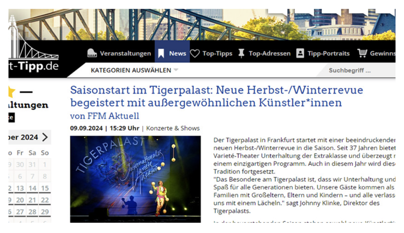 Screenshot von der Frankfurt-Tipp.de Website.
