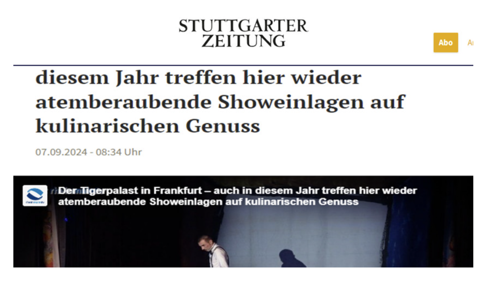 Screenshot von der Stuttgarter Zeitung Website.